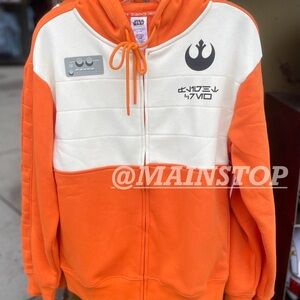 Disney Parks Star Wars Resistance Zip Up Fleece Hoodie Orange New
